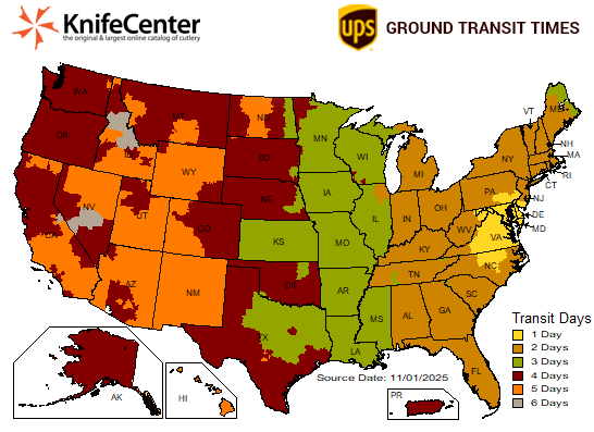 KnifeCenter UPS Ground Transit Times Image