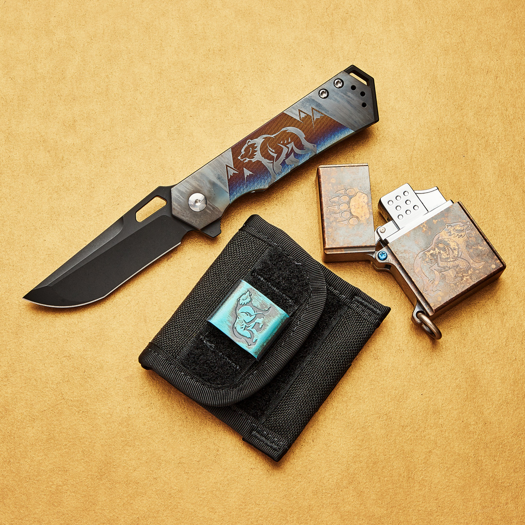 Steel Flame Custom Knife & Lighter Set