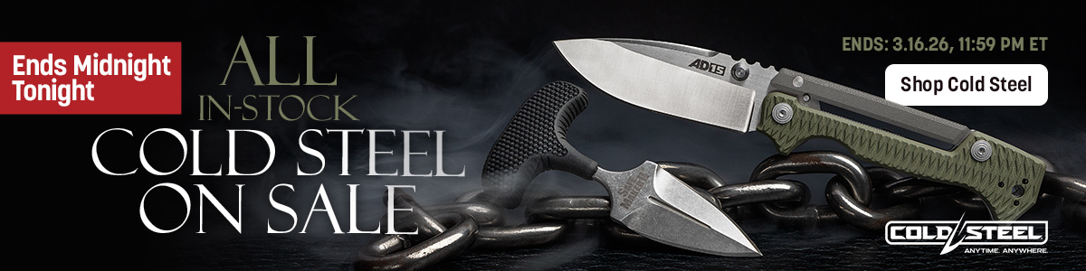 All in stock Cold Steel On Sale. Ends 1/26/26. 11:59 PM ET. Pictured: Demko AD-15. Shop Cod Steel