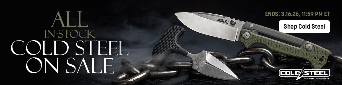 All in stock Cold Steel On Sale. Ends 1/26/26. 11:59 PM ET. Pictured: Demko AD-15. Shop Cod Steel