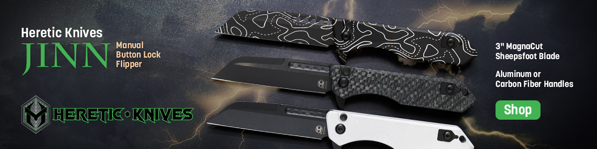 Heretic Knives Jinn Button Lock Flipper with 3