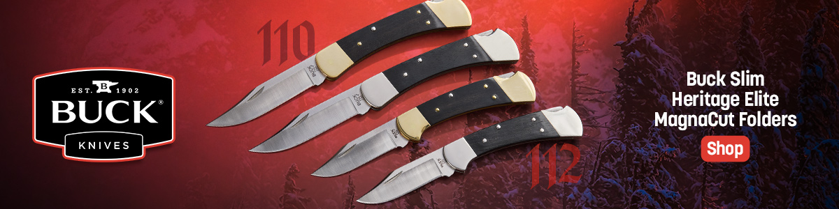 Buck Heritage Slime Elite Folders. 110 and 112. Shop