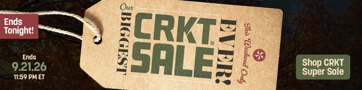 Ends 9/21/26, 11:59 PM ET. Our Biggest CRKT Sale Ever. This Weekend Only