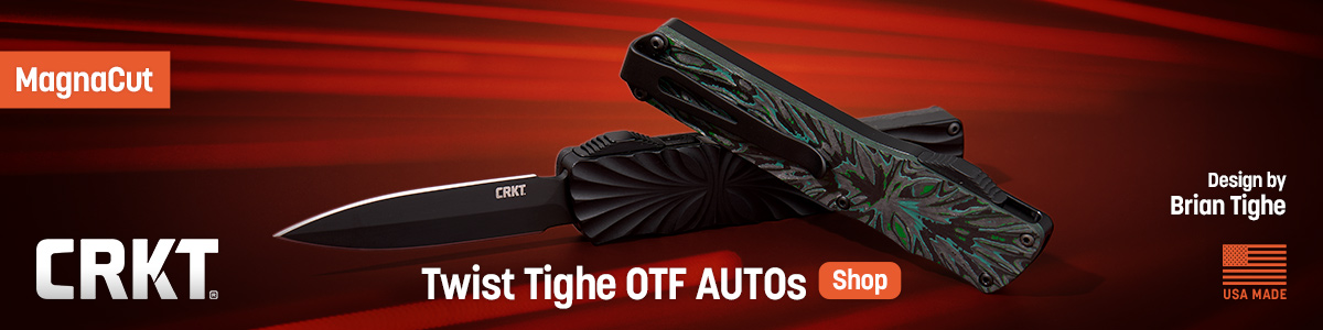 USA Made MAgnaCut CRKT Twist Tighe AUTO OTFs. Design by Brian Tighe. Shop