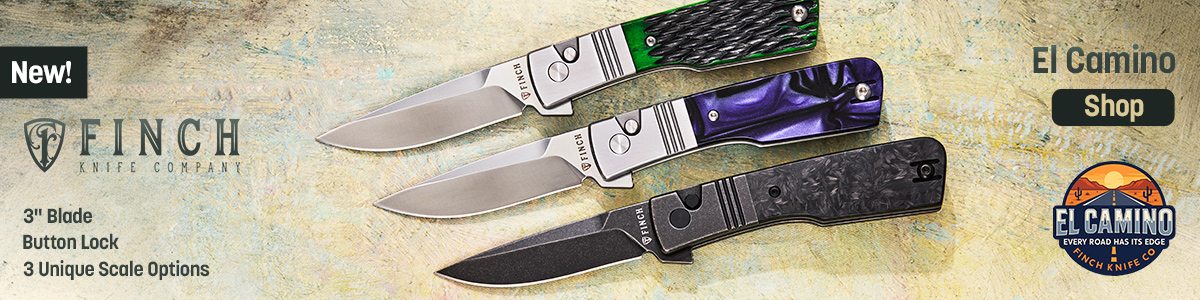 New Finch Knife Company El Camino with 2.75 inch blade, Button Lock and Three Unique Scale Options. Shop