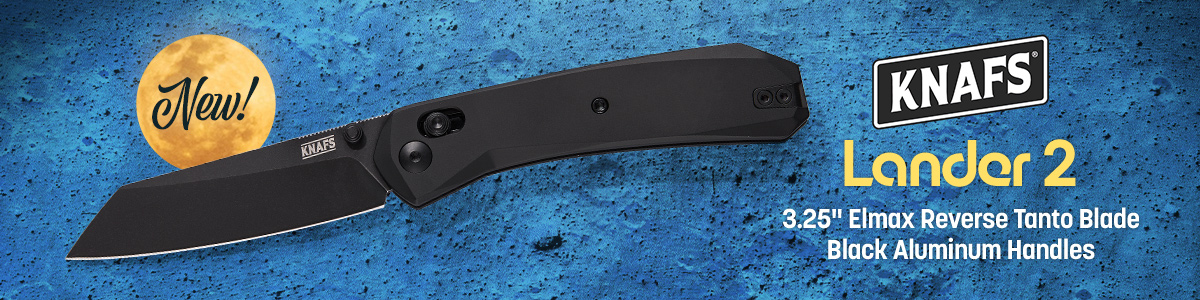 New! Knafs Lander 2 with 3.25 inch Elmax Reverse Tanto Blade and Black Aluminum Handles