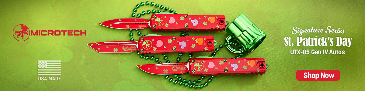 USA MAde Microtech Signature Series St. Patrick's Day UTX-85 Gen 4 Autos. Buy Now
