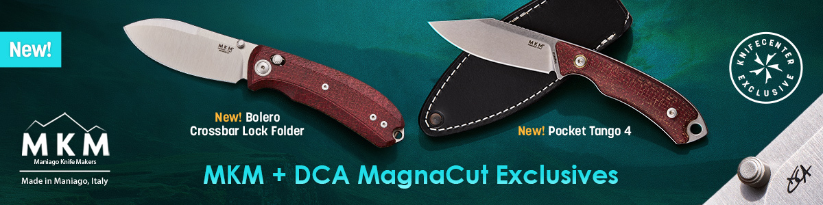 New MKM and DCA MagnaCut KnifeCenter Exclusives  including the new Bolero Crossbar Lock Folder and Pocket tango 4 with Sheath