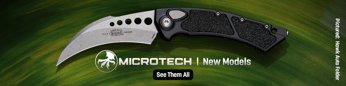 New Microtech Models. Pictured: Hawk Auto Folder. See them All