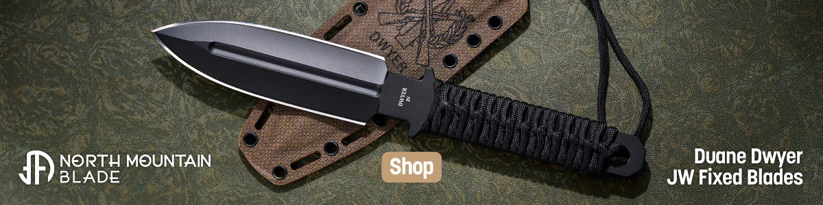Classics Never Die. Reimagining a Tactical Legend. Duane Dwyer JW Fixed Blades. 6.75 inch 3-V Double Edge Blade, Cord-Wrapped Handles and Custom Kydex Sheath. Shop