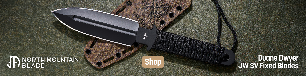Classics Never Die. Reimagining a Tactical Legend. Duane Dwyer JW Fixed Blades. 6.75 inch 3-V Double Edge Blade, Cord-Wrapped Handles and Custom Kydex Sheath. Shop