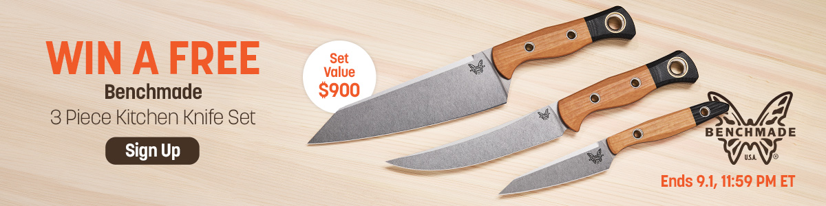 Win a Free Benchmade 3 Piece Kitchen Knife Set. Set Value $900. Ends 9/1, 11:59 PM ET