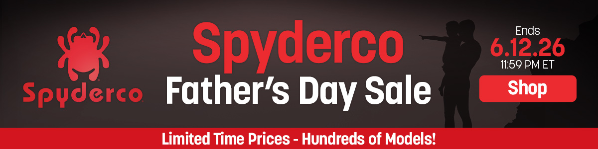 Limited time prices - hundreds of models. Spyderco Father's Day Sale. Ends 6/12/26, 11:59 PM ET. Shop