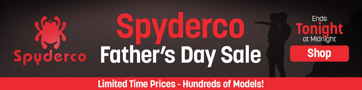 Limited time prices - hundreds of models. Spyderco Father's Day Sale. Ends 6/12/26, 11:59 PM ET. Shop
