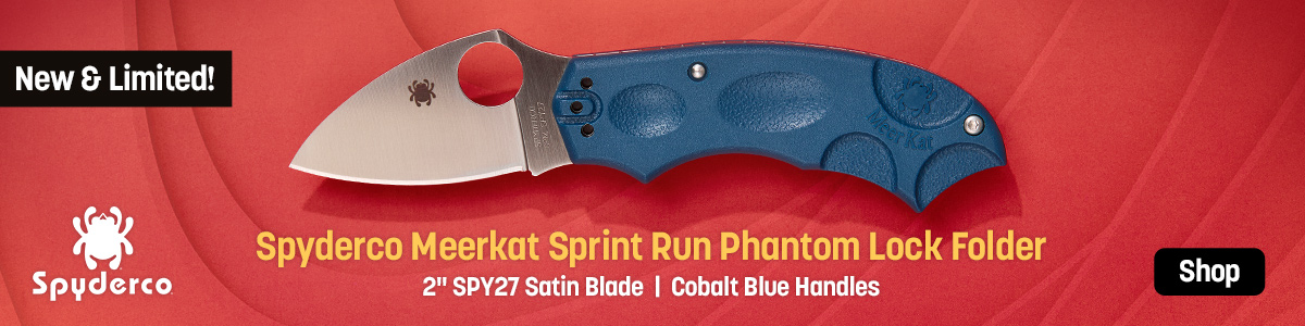 New and Limited Spyderco Meerkat Sprint Run Phantom Lock Folder with 2 inch SPY27 Satin Blade and Cobalt Blue Handles. Shop