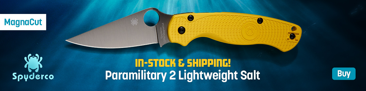 In-Stock and Shipping! MagnaCut Spyderco Paramilitary 2 Lightweight Salt. Buy