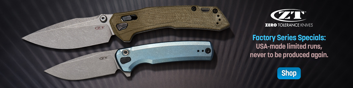 Zero Tolerance Knives Factory Series Specials. Available in limited quantities, never to be produced again. Shop