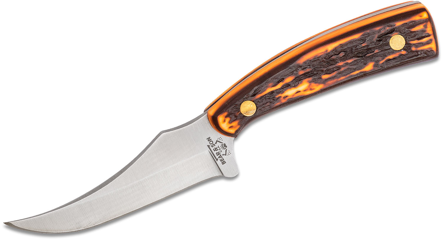 Bear /& Son Cutlery 577 Genuine India Stag Bone Fingergroove Skinner with Leather Sheath Knife 9 1//4