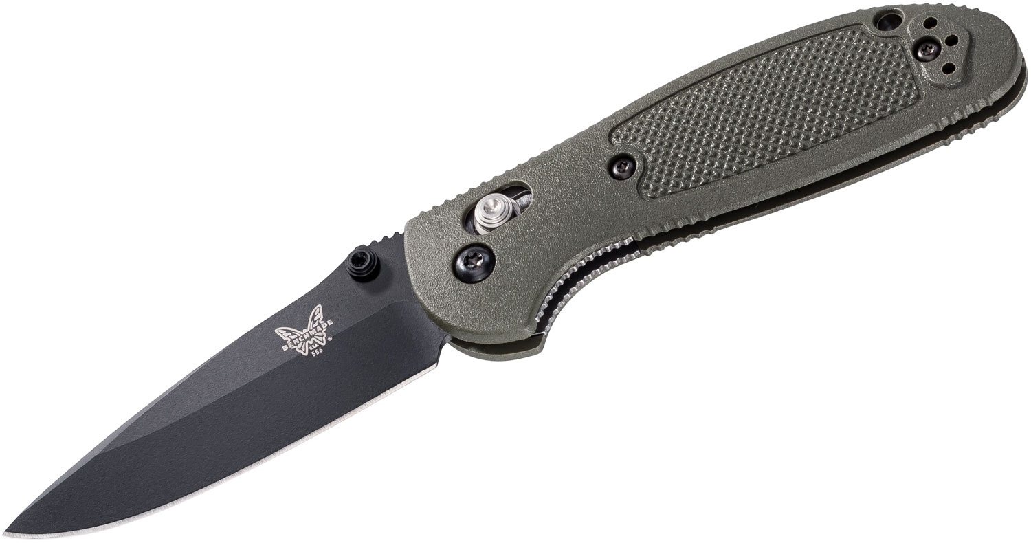 Benchmade Mini Griptilian Folding Knife 2.91" Black Plain Blade, Olive