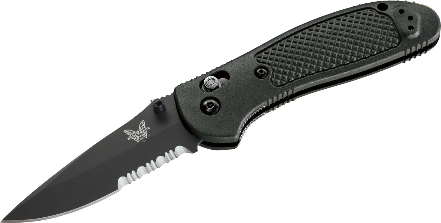 Benchmade 551SBK Griptilian Folding Knife 3.45" Black Drop Point Combo