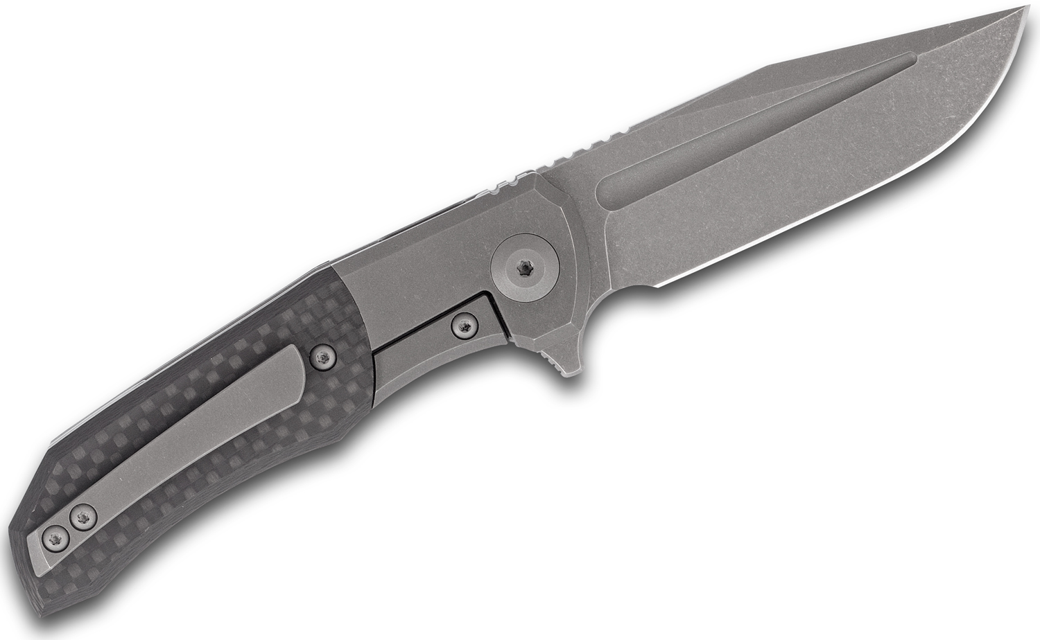 Berg Blades MidTech Iron Pup Flipper Knife 2.875" S35VN Clip Point Blade, Stonewashed Titanium