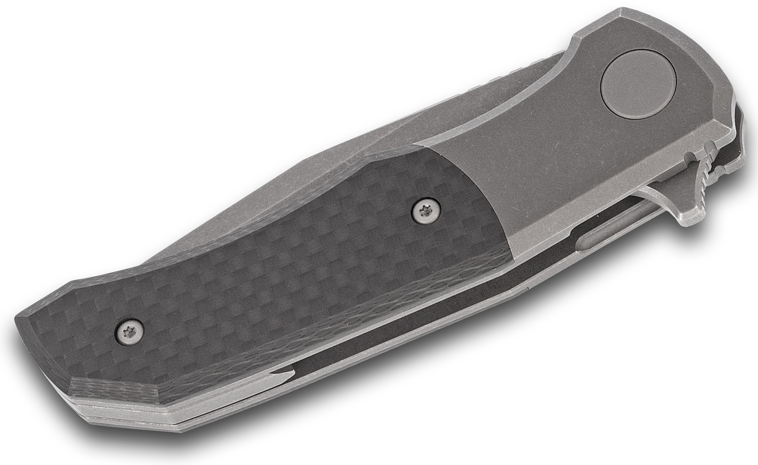 Berg Blades MidTech Iron Pup Flipper Knife 2.875" S35VN Clip Point Blade, Stonewashed Titanium