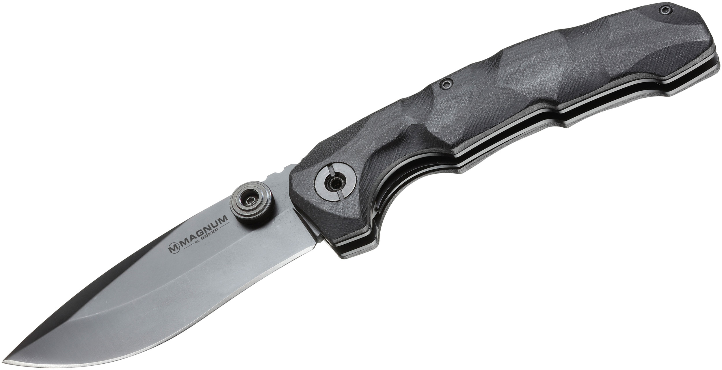 Boker Magnum Hitman Folding Knife 3.625" Black Blade, Black G10 Handles