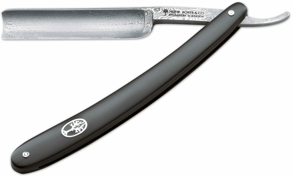 Bac Razor Boker Damascus Black Straight Razor 5/8