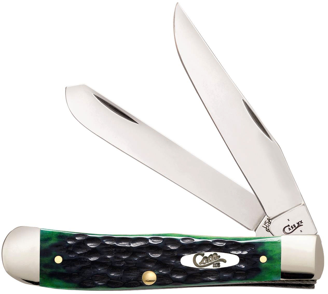 Case Hunter Green Bone Trapper Pocket Knife 4.125
