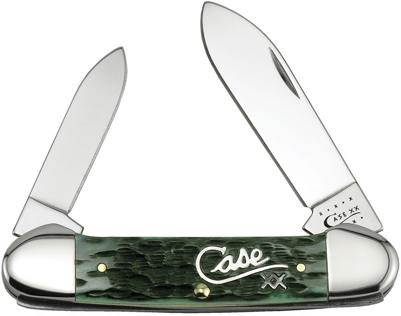 Case Silver Script Hunter Green Canoe 3-5/8