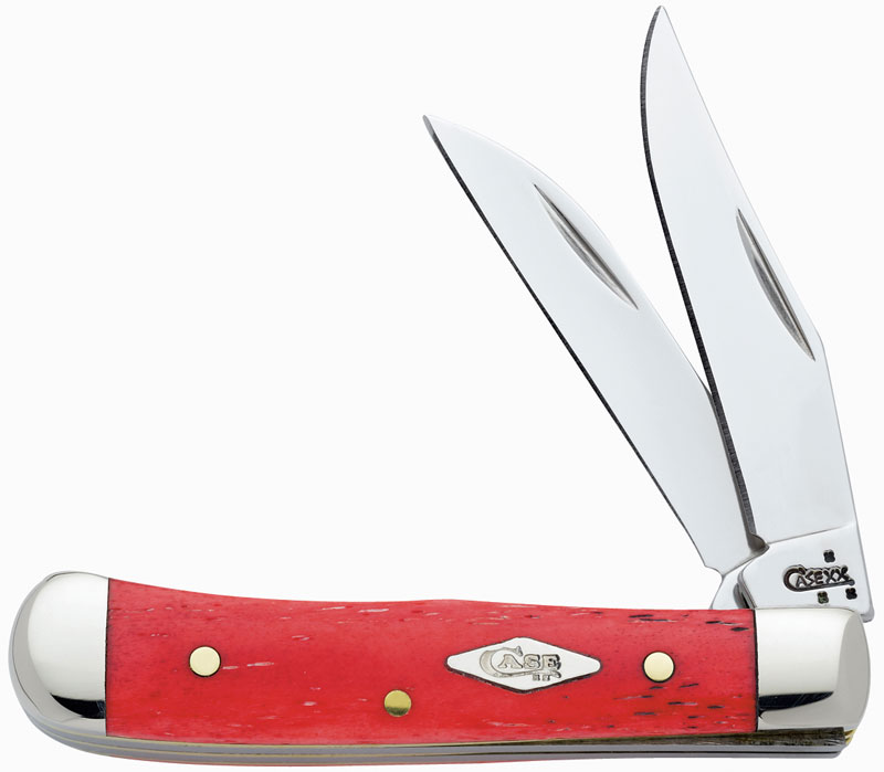 Case Wharncliffe Smooth Dark Red Bone Tiny Trapper 2-3/8