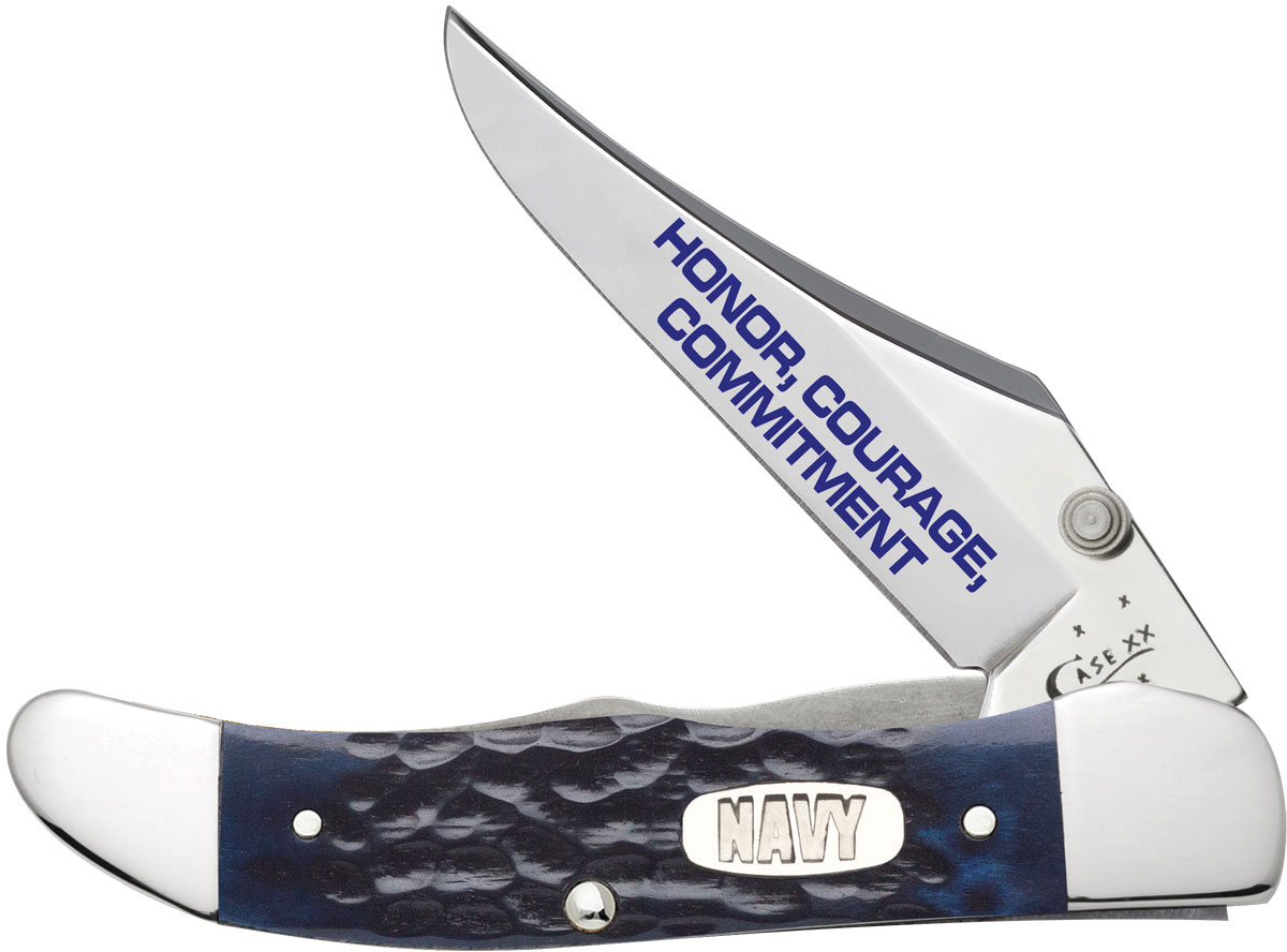 Case US Navy Jigged Navy Blue Bone Mid-Folding Hunter with Clip 4