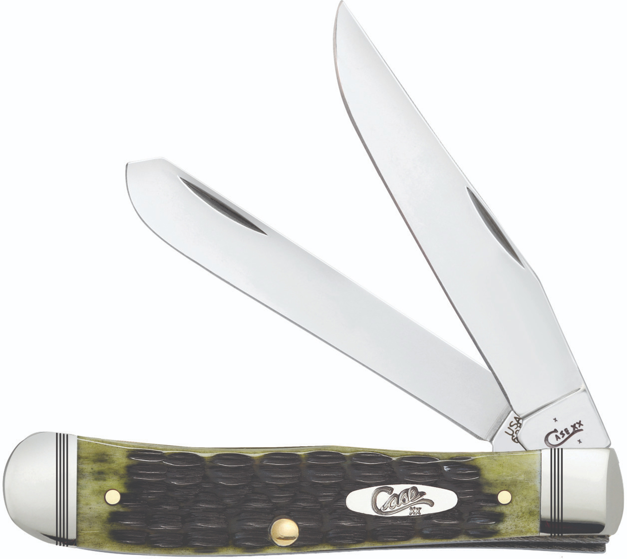 Case Crandall Jig Olive Green Bone Trapper 4.125