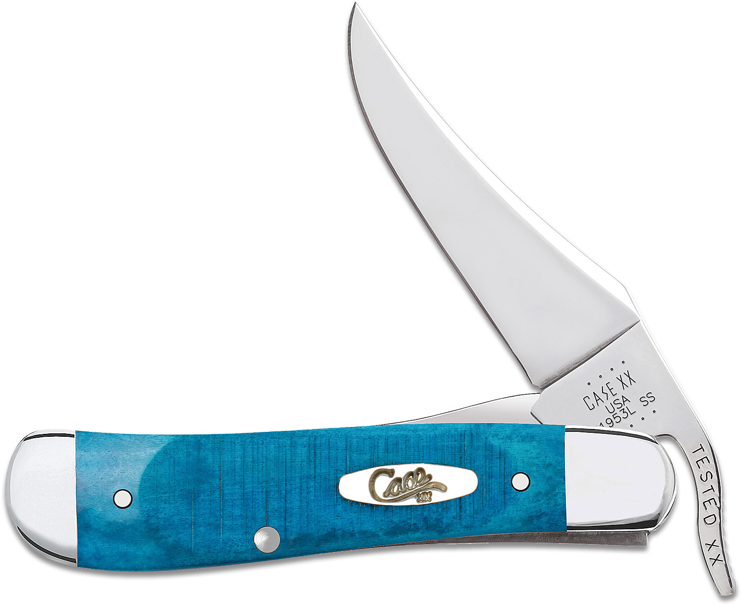 Case Sawcut Jigged Caribbean Blue Bone RussLock 4.25