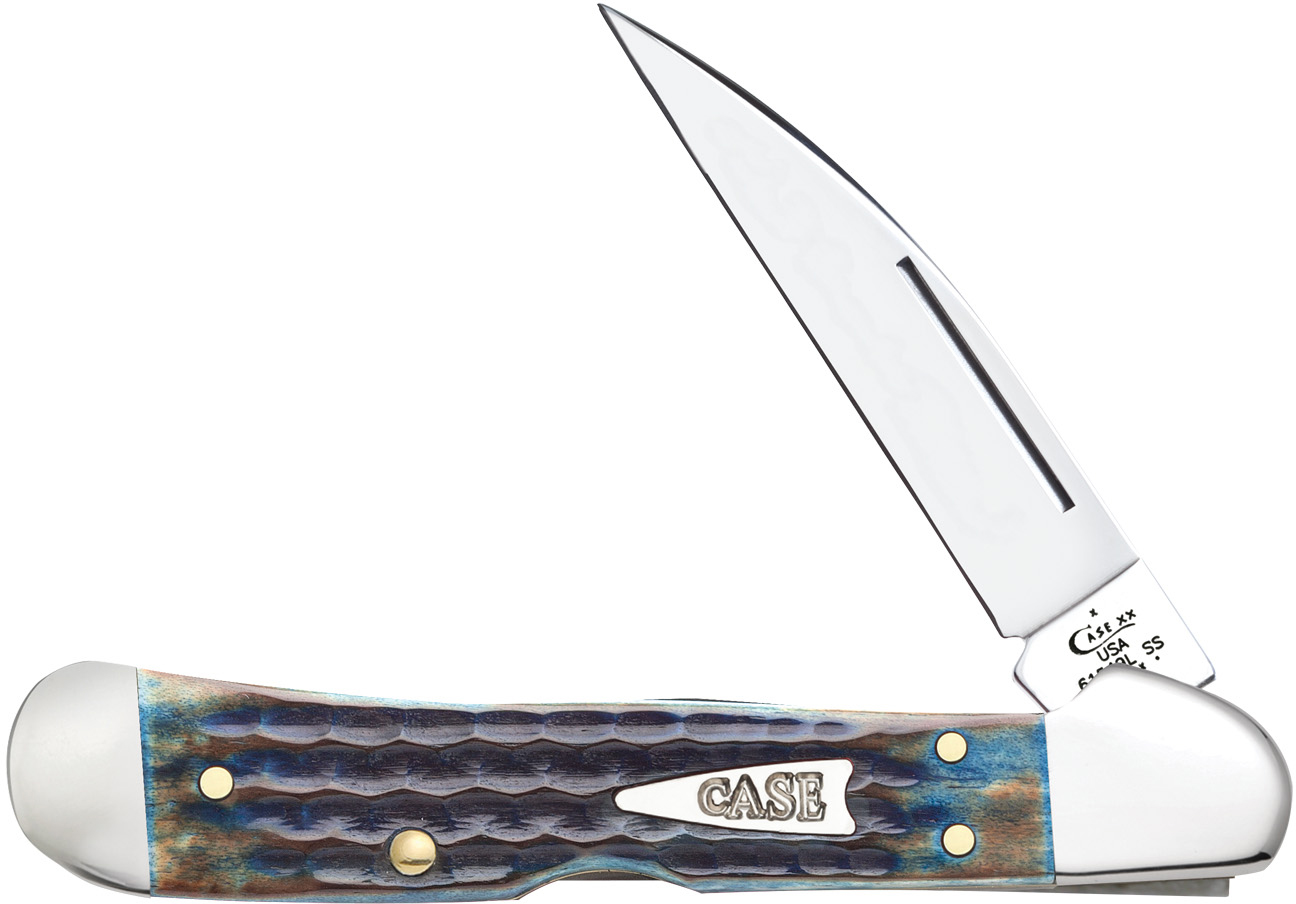 Case Corn Cob Jigged Burnt Indigo Bone CopperLock 4.25