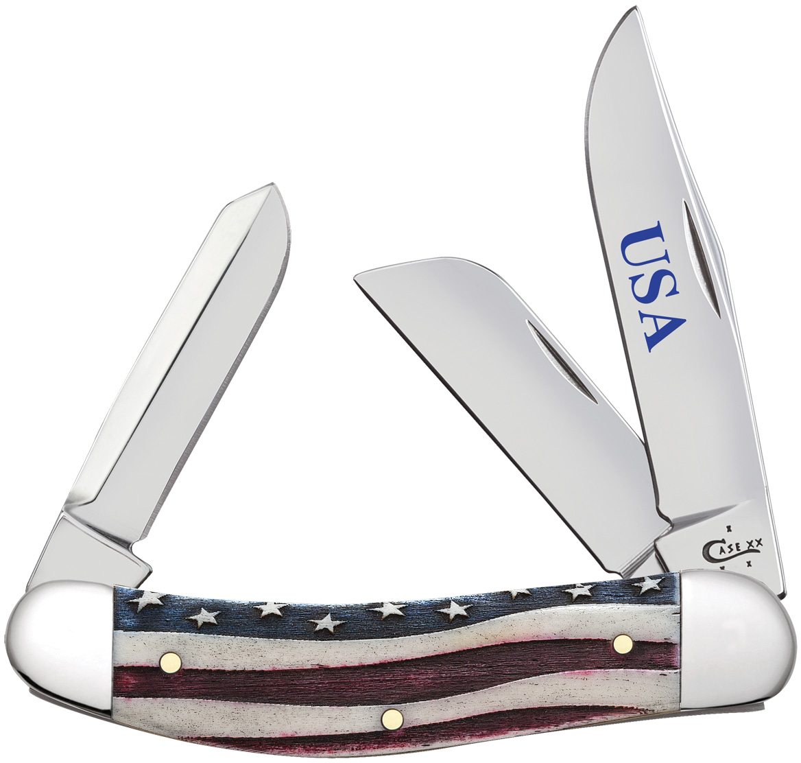 Case Star Spangled Embellished Smooth Natural Bone Sowbelly 3.875