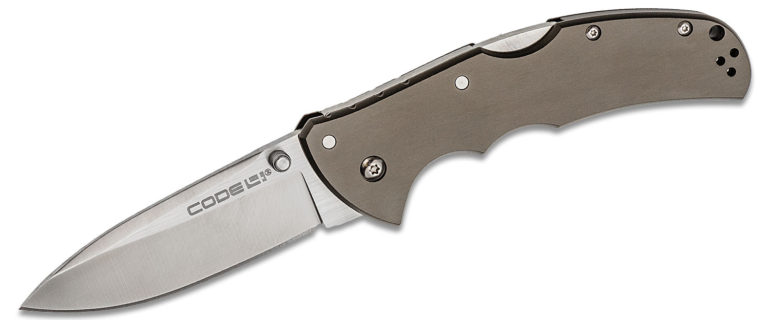 Cold Steel 58PS Code 4 Spear Point Folding Knife 3.5" S35VN Satin Plain ...