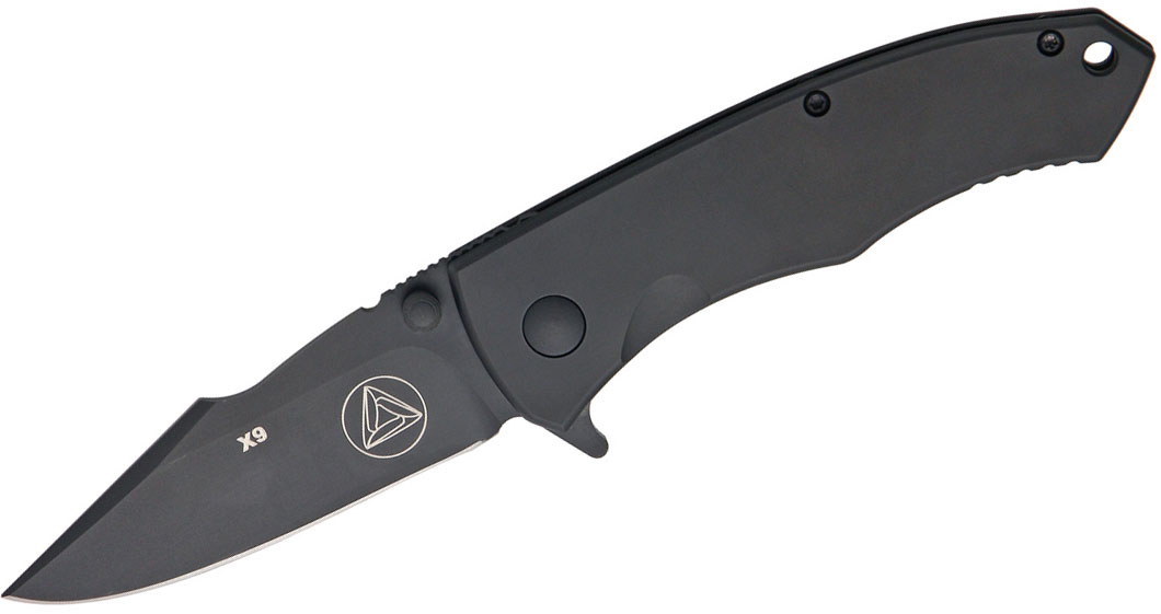 Combative Edge X9 Blackout Flipper 3.25" S30V Black Plain Blade, Black ...