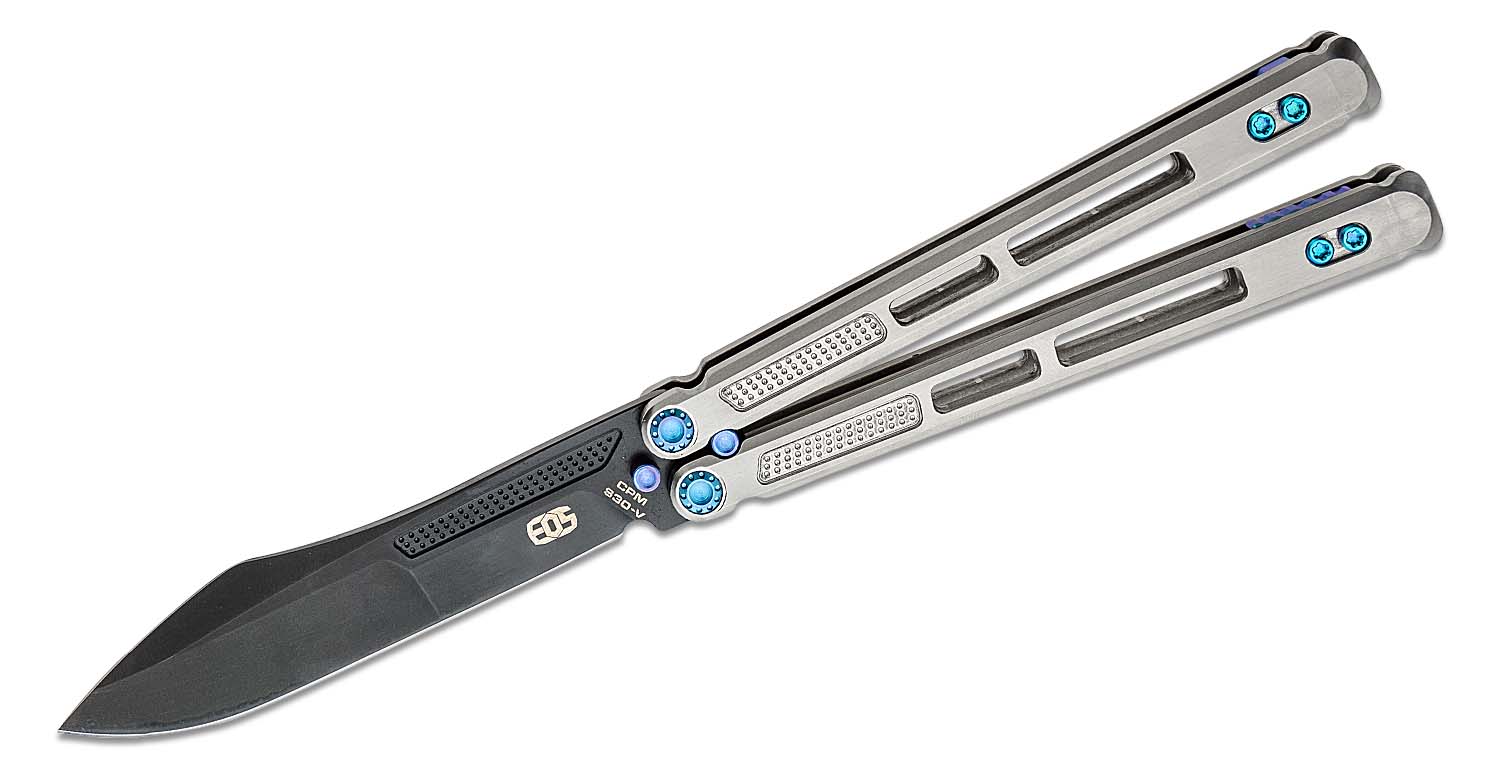 EOS Trident Balisong Butterfly Knife 4.15" S30V Black Harpoon Blade