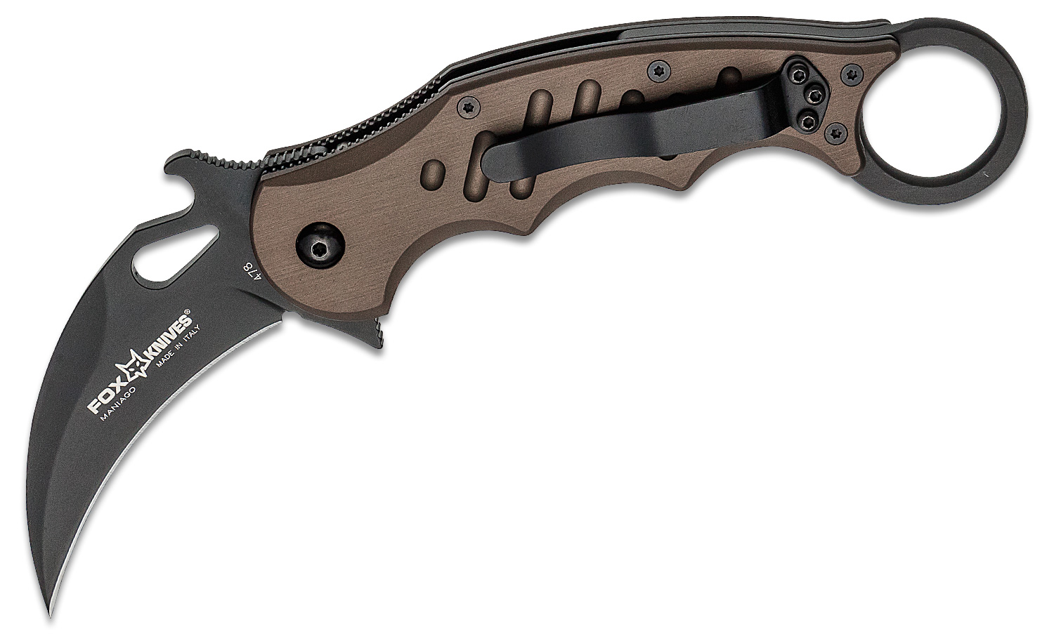 Fox 478BR Folding Karambit Flipper Knife 3.2