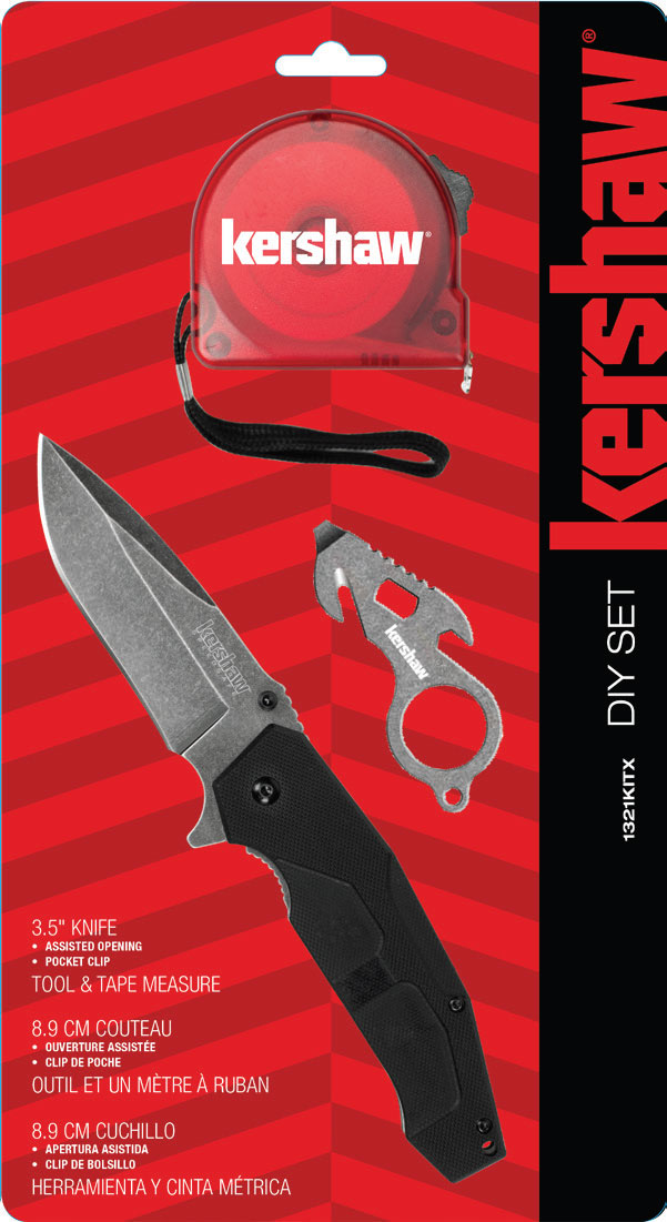 KERSHAWフィギュア Kershaw 1321KITX DIY Set, Assisted Opening BlackWash Utility