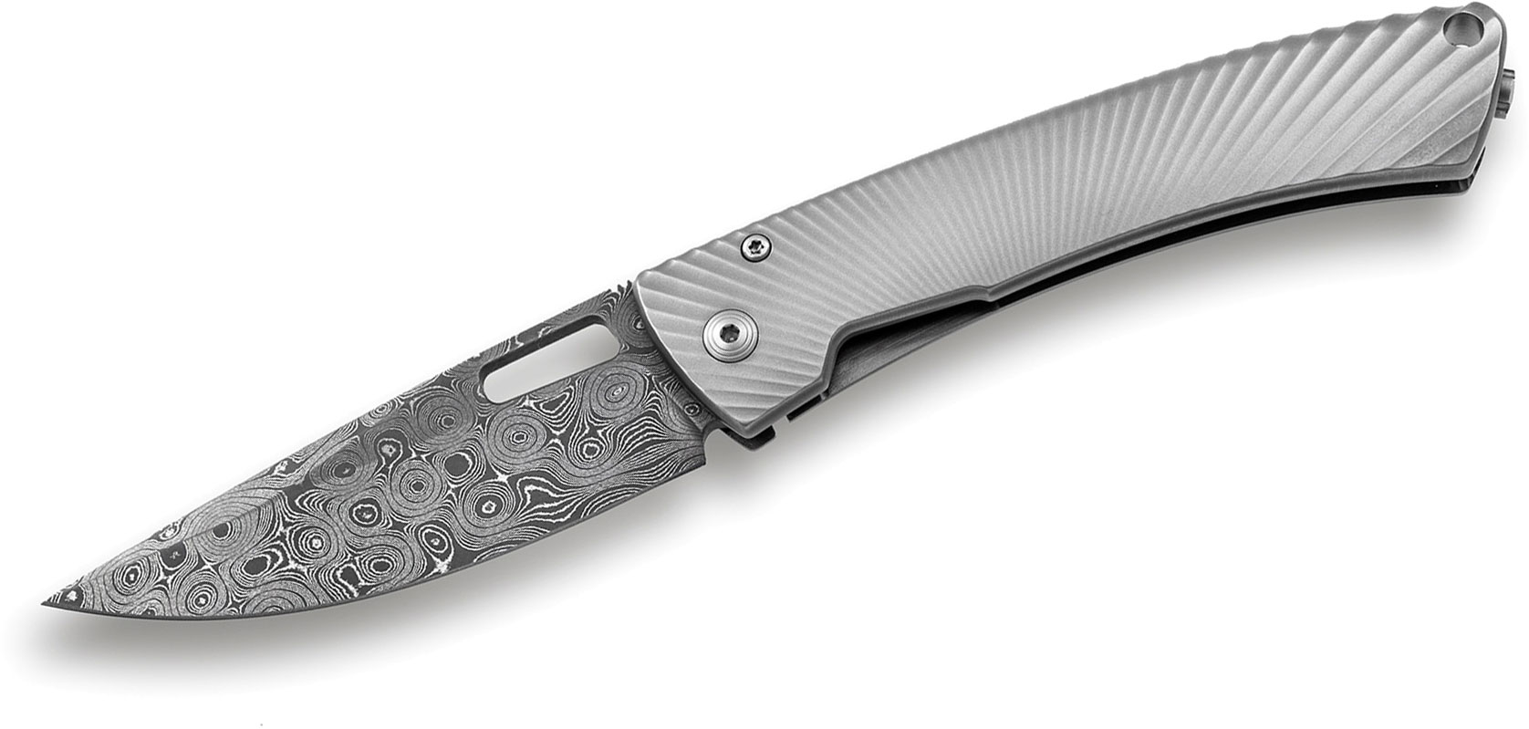 LionSteel TS1DR TiSpine Folding Knife 3.35" Raindrop Damascus Blade