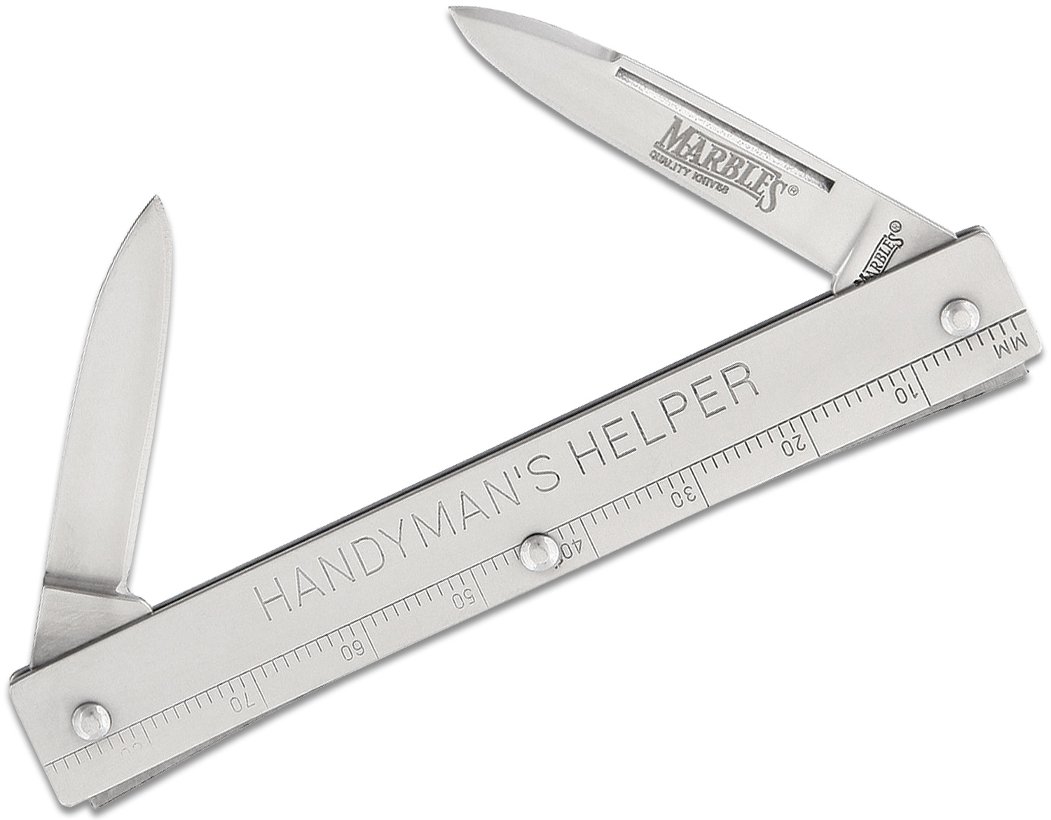 Blade Handle With Ruler Marble's Handyman's Helper Dual Blade Folding Knife, Stainless Steel ...