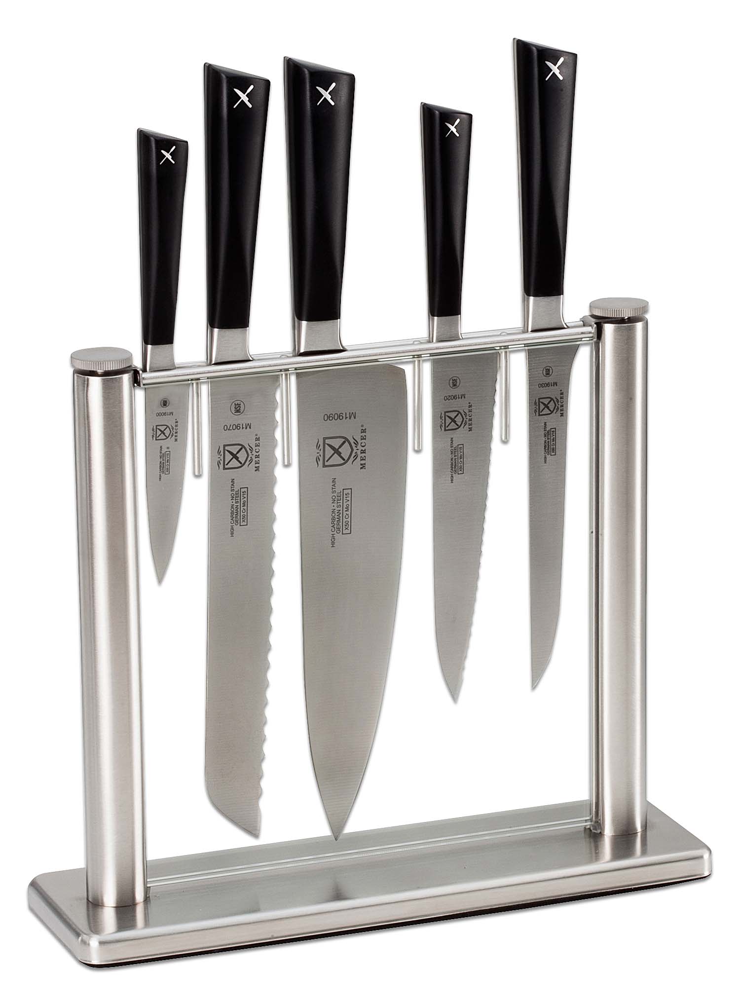 Mercer Cutlery ZuM 6 Piece Kitchen Knife Glass Block Set, Black Delrin