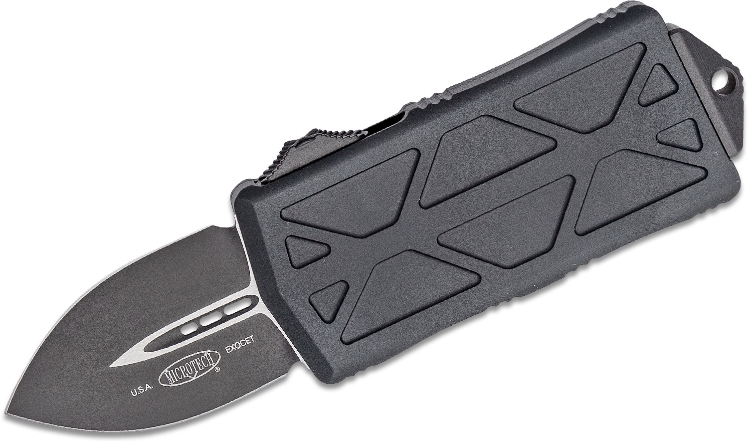 oneflameTE ブラック Aset Microtech 157-1T Exocet Tactical OTF Money Clip AUTO Knife 1.98