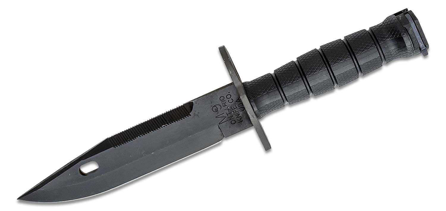 Ontario 493 M9 Bayonet & Scabbard 7 Black Sawback Blade, Black Handle  (6143) - KnifeCenter