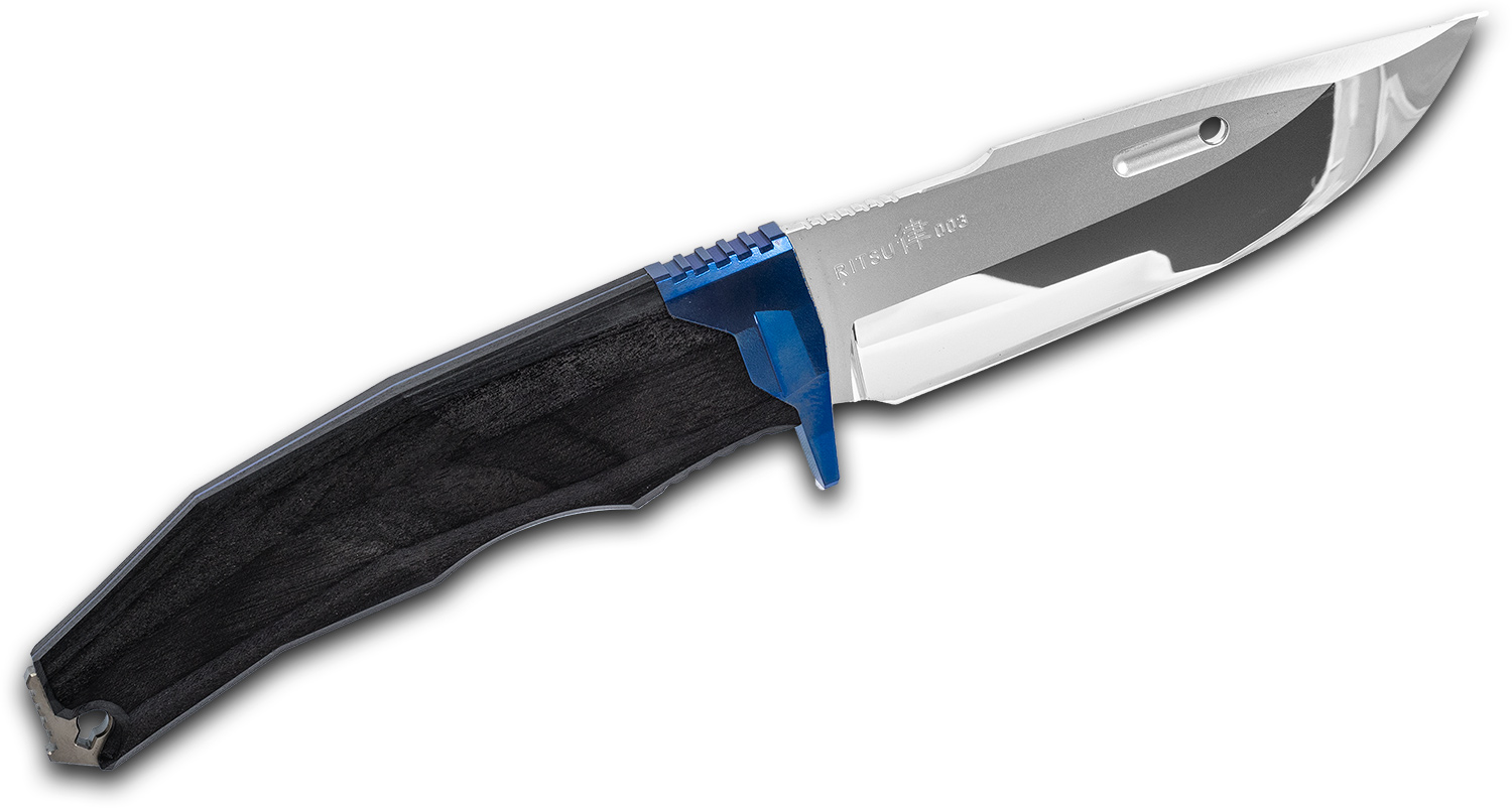 Rockstead RITSUZDP Japanese Fixed Blade Knife 3.875" ZDP189 Mirror Finish Blade, Wood Micarta