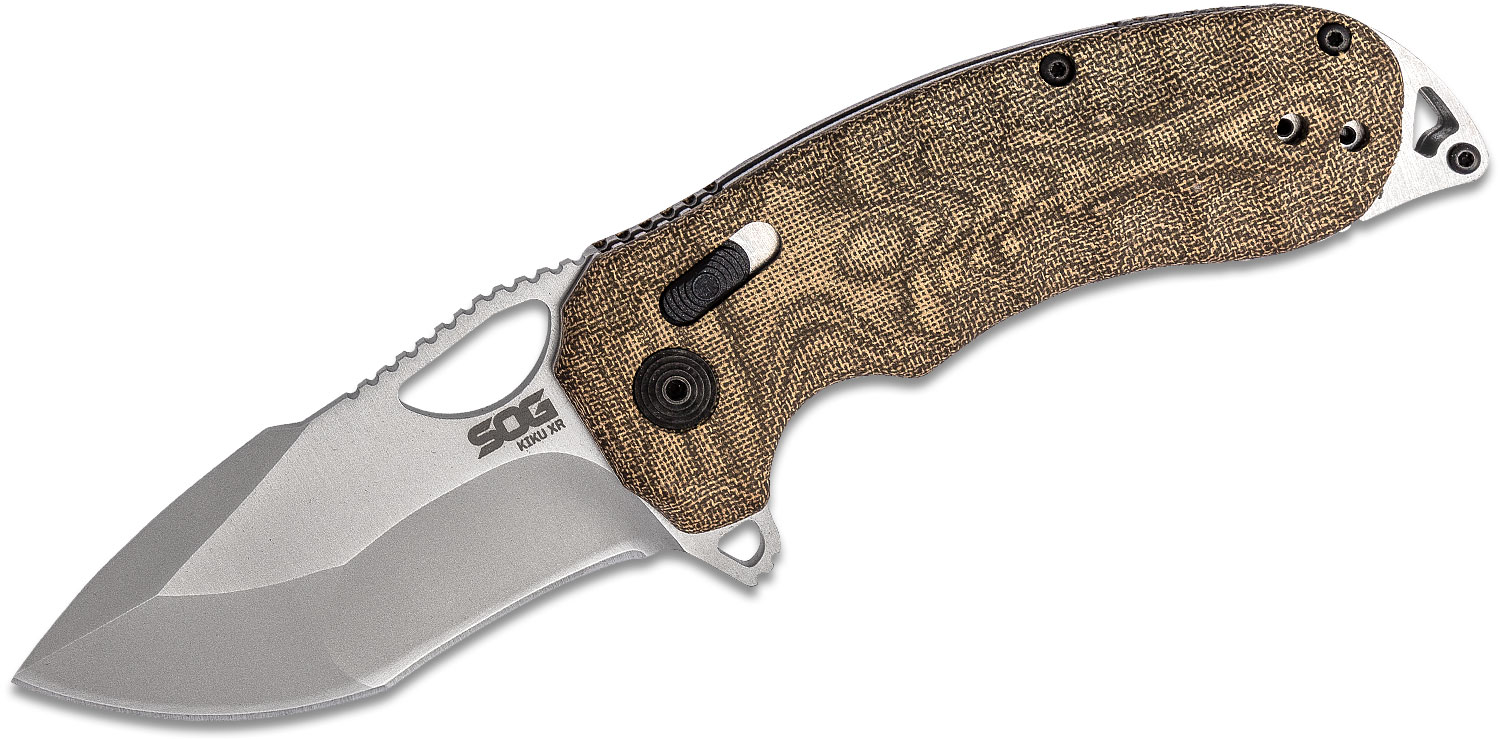 SOG Kiku XR Folding Knife 3.03" CTS-XHP Satin Plain Blade, Natural ...