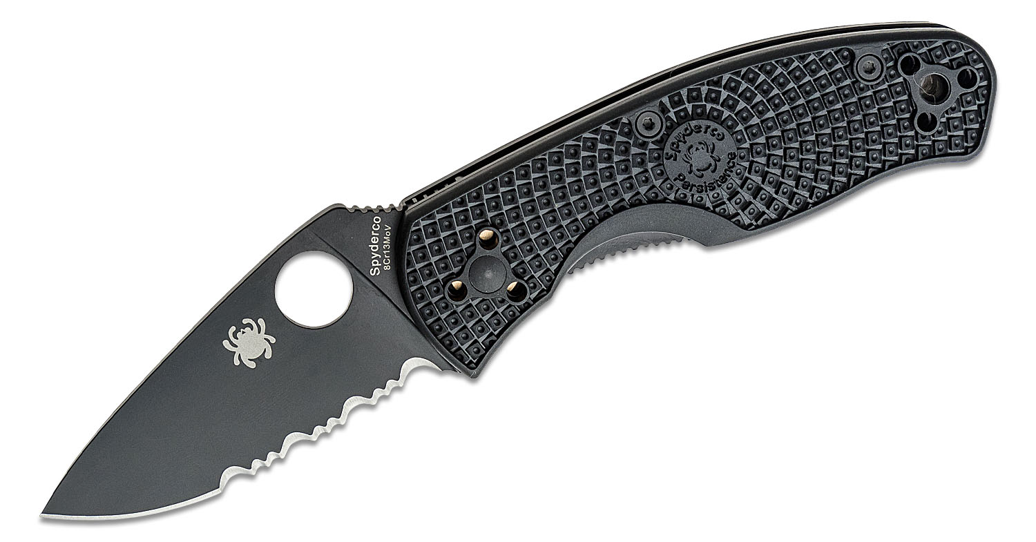 Spyderco Persistence Lightweight Folding Knife 2.77" Black Combo Blade ...