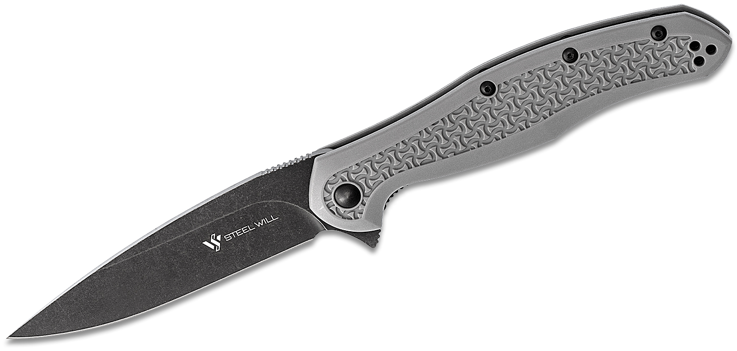 Steel Will Intrigue Flipper Knife 3.27" D2 Black Stonewash Drop Point ...